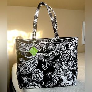 Vera Bradley Black & White Paisley Tote Bag